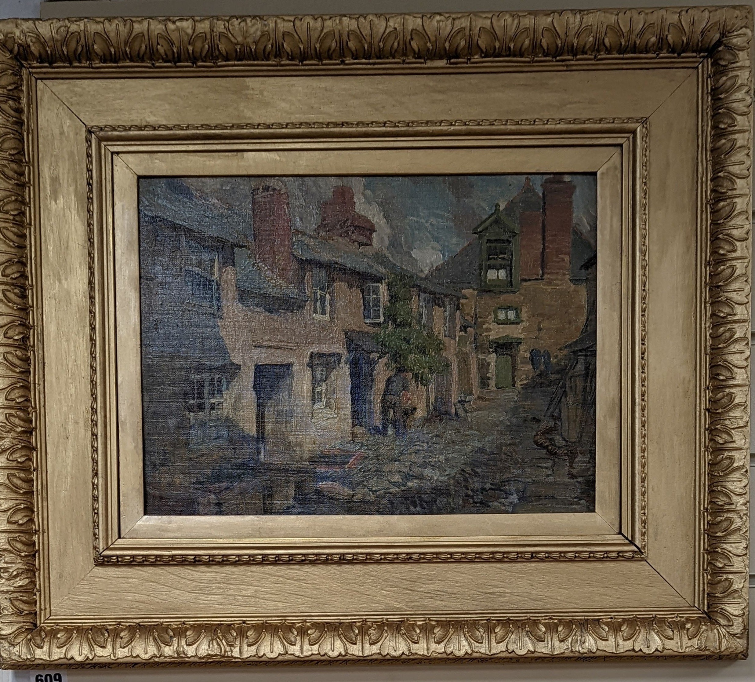 R. Ronner, oil on canvas board, Village street scene, signed, 27 x 37cm